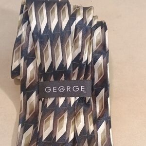 George Men's Tie with Diamond Pattern - Black, Cream And Green